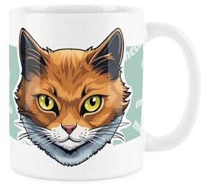 Purely Home Ginger Cat Mug - Cartoon Fun Novelty Gift for Cat Lovers - Tea/Coffee Ceramic White Cup