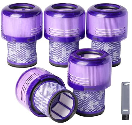 Filtro di ricambio V11 per Dyson V11 Torque Drive, V11 Animal V11 Complete V11 Extra V15 Detect V15s Detect V15s Detect Submarine Vacuums, Sostituire la parte # 970013-02, 5 filtri e 1 spazzola pulita