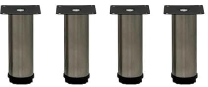 HOOZ Möbelfuß verstellbar im 4er Set in Metall/Kunststoff - 10 cm Hoch bis zu 2 cm höhenverstellbar - Füße für Möbel wie TV Schränke, Kommoden - Möbelerhöhung - höhenverstellbarer Schreibtisch
