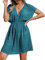 CUPSHE Damen Strandkleid – Lässiger Badeanzug-Überwurf mit V-Ausschnitt, Kurzarm und Elastischer Taille, Perfekt für den Sommer 2025, Türkis/Ausflug, einfarbig (Getaway Solids), X-Groß