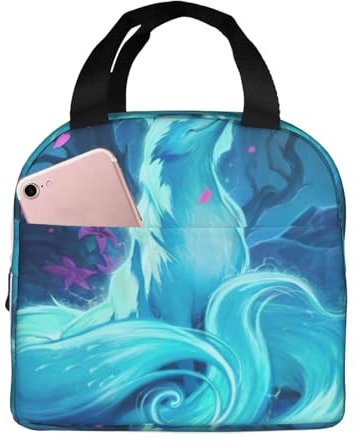 EdWal Lonchera con estampado de zorro azul mágico para mujeres y hombres, bolsa de almuerzo reutilizable aislada, para el trabajo, viajes, picnic