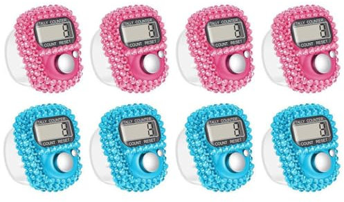 Hitopin 8PCS Finger Tally Counter, Elektronischer Fingerzähler, Finger Counter Clicker Reihenzähler,5 Digit Mini Handzähler, Lap Track Handheld Counter, für Inventur,Sport,Marketing,Golf (Rosa, Blau)