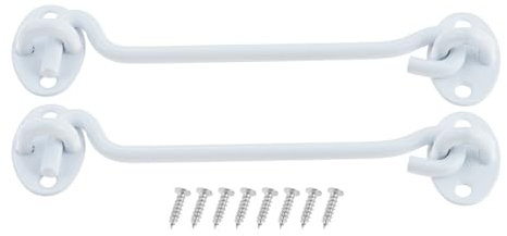 150mm Cabin Hook and Eye Latch Lock Shed Gate Door Catch Silent Holder Stainless Steel White 6inch 2Pcs