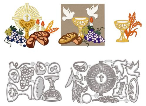 WADORN Heiliger Gral Prägeschablone Stanzformen, Chanukka Thema Stanzschablonen Aus Metall Kerze Und Brot Prägeschablone Aus Karbonstahl Stanzvorlage Für DIY Scrapbooking Papierkarten