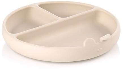 Jané Plato BLW Bebé con Compartimentos y Ventosa, Libre de BPA, Silicona, Compatible con Esterilizadores, Microondas, Horno, Color Beige
