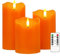 Justup LED-Kerzen, Set von 3 Flackernde Kerzen mit Fernbedienung und Timer, dimmbare LED Säulen Kerzenlicht batteriebetrieben, elektrische Kerzen für Herbst Halloween Thanksgiving Dekor (Orange)