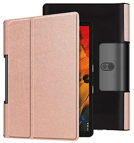Tablet-Schutz 无休 Compatible with Lenovo Yoga Smart Tab 10.1 (YT-X705F) Tablet-Gehäuse Leichtgewichtiger Trifold-Stand PC. Hard Back Coverwith Trifold & Auto Wake, Schlaf Tablet-Zubehör(Rose Gold)