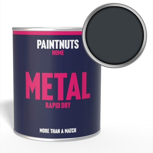 PaintNuts Grey Rapid Dry Metal Paint - Quick Drying, Versatile Finish – Ideal for Railings, Gates, Metal Furniture, Trailers, Garage Doors, Light Fixtures and More - 250ml - Gloss