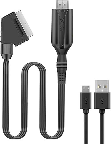 SZJUNXIAO Adaptateur Péritel vers HDMI 1080P Convertisseur avec Câble, Entrée Péritel, Sortie Vidéo et Audio pour Sky/DVD/STB - Affichage sur HDTV