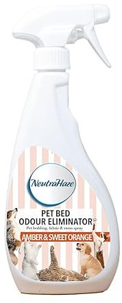 NeutraHaze Pet Bed Odour Eliminator Spray 500ml Neutralise Odours Caused By Urine, Faeces, Vomit, And Other Pet Messes (1 x 500ml, Amber & Orange)