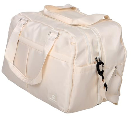 YARNOW Reisetasche Mit Trockener Und Nasser Trennung Erweiterbare Sporttasche Für Reisen Große Kapazität Für Fitness Und Wochenendtrips Praktische Umhängetasche Cremeweiß