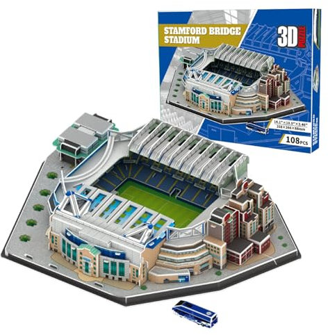 Georgie Porgy 3D Fußballstadion Puzzle DIY Spielzeug Bauen Baukästen (Stamford Bridge Stadion 108 Stück)