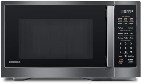 TOSHIBA ML4-EM12PA(BS) Countertop Microwave Oven with Stylish Design As Kitchen Essentials, Smart Sensor, 13 Auto Menus&Mute Function, 1.2 Cu Ft with 12.4 Turntable, 1000W, Black Stainless Steel