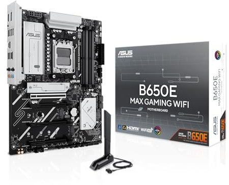 ASUS B650E MAX Gaming WiFi - Placa Base AMD B650 ATX, DDR5, PCIe 5.0, Tres Ranuras M.2, Wi-Fi 6E, Realtek 2.5Gb Ethernet, DisplayPort, HDMI, USB 10 Gbps Tipo-A y Tipo-C, BIOS Flashback, Aura Sync