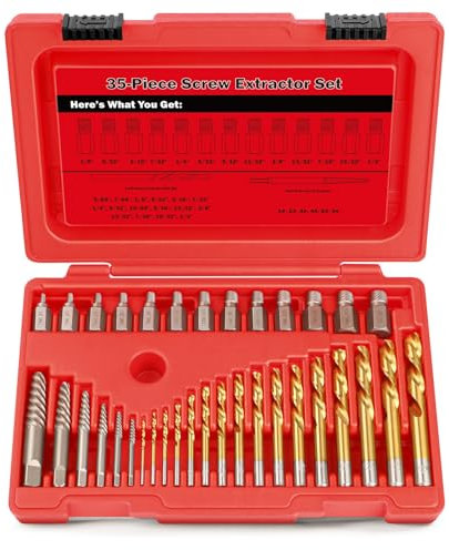 35-teiliges Schraubenausdreher-Set, 37# Cr-Mo & 6542# Linkshänder-Rückwärtsbohrer, Easy Out Multi-Spline Inbus-Schraubenausdreher-Set für Ez Speed Out-Werkzeug für abgenutzte, gebrochene, beschädigt