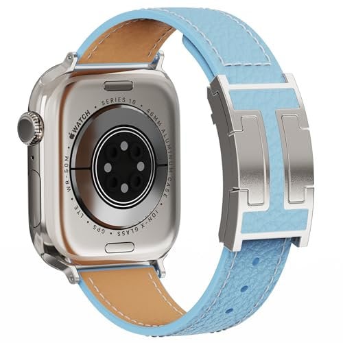 Leather Magnetic Watch Band Compatible with Apple Watch Ultra Band 49mm 46mm 45mm 44mm 42mm 41mm 40mm 38mm,Designer Replacement Strap for Women Men iWatch Ultra 2/Ultra/SE/Series 10/9/8/7/6/5/4/3/2/1