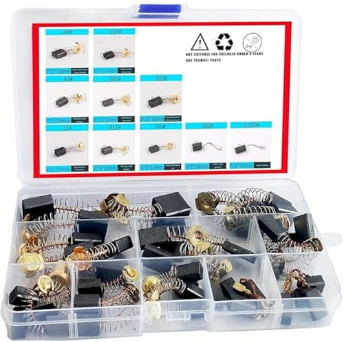 RODISHOMM Lot de 30 balais de charbon de rechange – 10 tailles pour la réparation et l'entretien des outils électriques, compatibles avec différents appareils