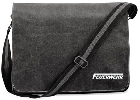 Huuraa Crossbody Bag Feuerwehr Geschenk 14 Liter Black Canvas Feuerwehr Accessoire