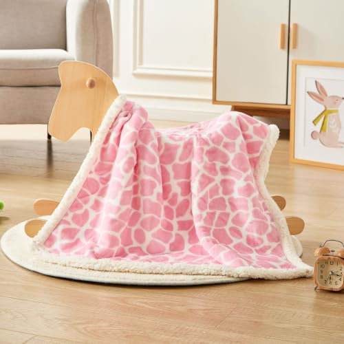 JZLPIN Baby-Decke für Kleinkind Jungen Mädchen Swaddle Decke Reversible Superweiche Sherpa-Decken für Kinderbett und Kinderwagen Rosa 75 X 100 cm