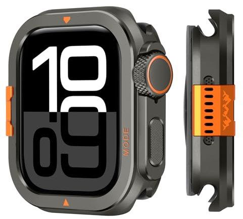 Suphart 2 en 1 Funda Compatible con Apple Watch Serie 10 46mm Carcasa, [Convierte el 46 mm en un Aspecto Ultra] Protector Parachoques Sólido con Cubierta Trasera para iWatch 46mm, Grafito