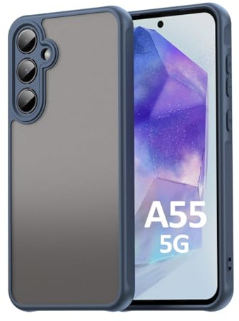 Hülle kompatibel mit Samsung Galaxy A55 | Matte stoßfeste Handyhülle | Kratzfestes Bumper Case | Blau