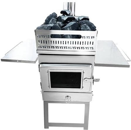 Sauna Stoves Camping Folding Wood Stove Charcoal Firewood Storage Sauna Stove Tent Heating Firewood Portable Wood Burning Sauna Stove(Silver)
