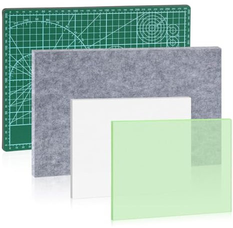 Eighosee 4er-Set Lederhandwerk Lochstanze Matte, Lochstanzmeißel und Schalldämpfende Matte Sowie A4 Selbstheilende Schneidematte für DIY