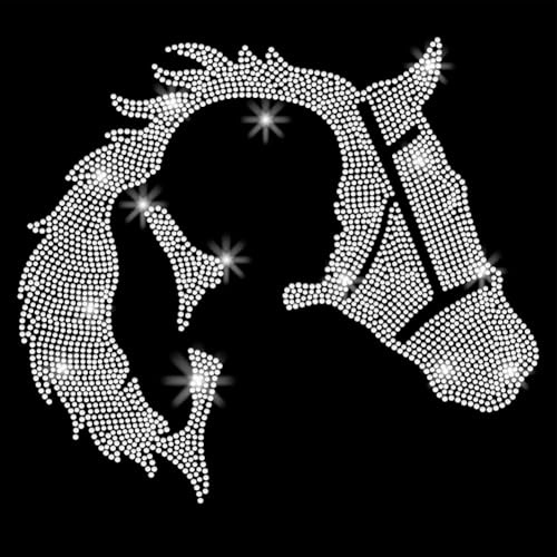 SUPERDANT Mädchen Und Pferd Zum Aufbügeln Strasssteine Tierkristalle Wärmeübertragungsaufkleber Zum Aufbügeln Strass Aufnäher Für Damen Und Mädchen T Shirts Kleidung Einkaufstaschen DIY Geschenke