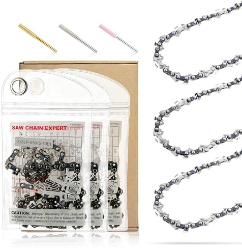 kefflum 3er-Pack Sägekette 35cm (14 in) 3/8 LP 1.3mm 50 TG Kettensäge Kette für Elektro, Sägekette Kompatibel mit Makita, Einhell, Bosch, Black & Decker, Dolmar, Oregon und mehr
