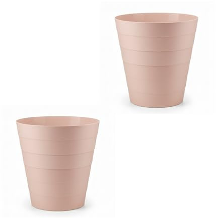 Homeshopa Plastic Waste Paper Bin, 6L Round Waste Basket Trash Can, Lightweight Rubbish Bin for Kitchen, Bedroom, Bathroom, Open-Top, Ourdoor Gargabe Dustbin - Pack of 2 (Blush Pink)