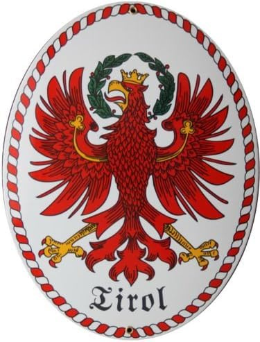 Tirol Emaille Schild Tirol 28,5 x 37,5 cm Grenzschild Email Oval.