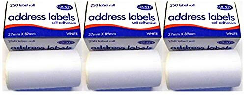 3 x 250 Selbstklebende Adress-Etiketten werden auf Rolle 89 mm x 37 mm