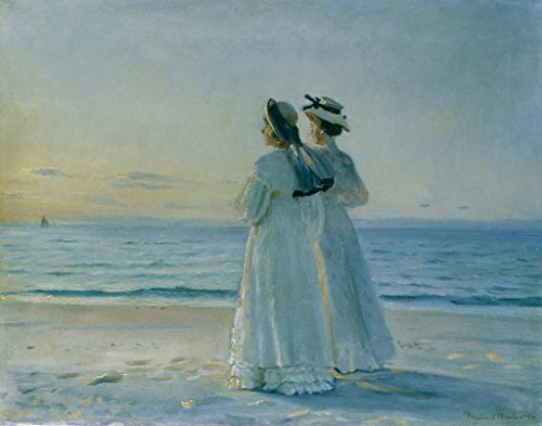 Kunstdruck/Poster: Michael Peter Ancher Zwei Frauen am Strand von Skagen - hochwertiger Druck, Bild, Kunstposter, 50x40 cm