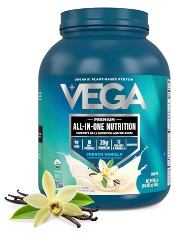 Vega One Organic All-in-One Shake, Plant Based Non Dairy Protein Powder, French Vanilla, XL, 43 Servings, 13 oz