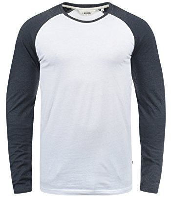 Solid SDBastien Herren Longsleeve Langarmshirt Shirt mit Rundhalsausschnitt Baumwollmischung Regular fit, Größe:XL, Farbe:White Blue Melange (B0001)