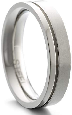 Heideman Ring Damen und Herren Paari aus Edelstahl silber farben matt Damenring für Frauen und Männer als Partnerringe mit Kerbe strichmatt Gr.63 hr7006-4-63
