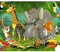 decomonkey - Papier Peint Panoramique Enfants Animaux 350x256 cm - Décoration murale - Pour enfants jungle coloré nature oiseaux éléphants animaux girafes enfant d'âge préscolaire