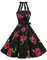 Timormode Sexy Robe Rétro Vintage Femme Année 40 50 60 Robe de Cocktail Rockabilly Décolleté 10212Black Red Flower XS