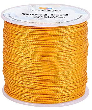 PandaHall 116 Yards 0,5 mm Runde gewachste Polyesterschnüre Faden Perlen Schnur Spule für Armband Halskette Schmuckherstellung Makramee Supplies, Gold