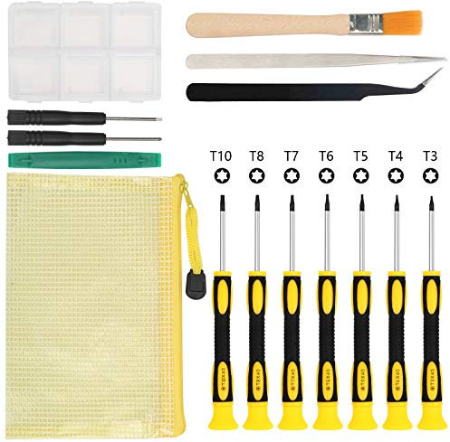 LANMOK 15tlg Torx Schraubendrehersatz Set, Professional Schraubenzieher T3 T4 T5 T6 T7 T8 T10 mit Kreuz Schlitz Feinmechanik Schraubmeißel Mikro Schraubendreher für Uhren Computer Reparieren