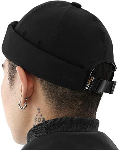 UNDERCONTROL Trawler-Mütze ohne Krempe, strapazierfähiges Cordura, Leon-Mütze für den Außenbereich, wasserdicht, ohne Visier, Harbor Docker-Totenkopfmütze, Unisex, Korea (schwarz)