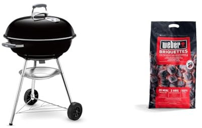 Weber Compact Charcoal BBQ, 57cm, Black & Briquettes 8kg