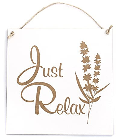 Schild Just Relax mit Lavendel Motiv 12 x 12 cm