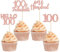 Gyufise 24Pcs Rose Gold Glitter 100th Birthday Cupcake Toppers Hello 100 One Hundred Cake Toppers 100 & fabulous Cupcake Picks for 100th Birthday Cake Decorations Supplies