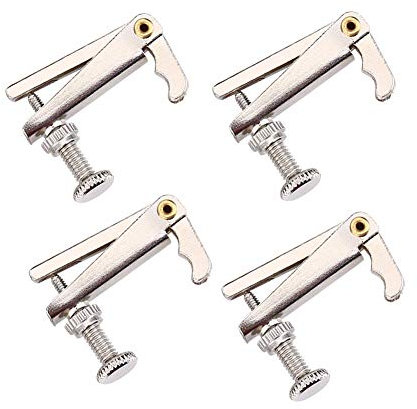 4 Stück Violine Saitenfeinstimmer, Metall Geigensaiten Feinstimmer, Violin Fine Tuner für 3/4 4/4 Akustische Geige Musikinstrument Zubehör Ersatzteile(Silber)