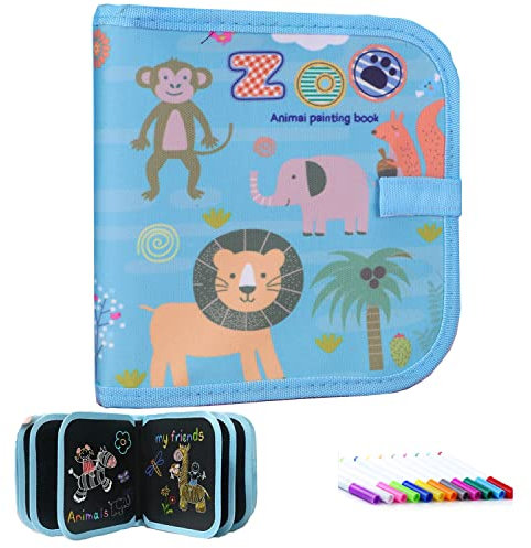 Lernen Sie Doodle Board für Kinder, schreiben Blackboard, Tragbares Skizzen-Doodle-Buch with 12 Colored Pencils, Erasabble Reusable Exercise Book for Painting, 14 Seiten