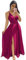 N/ C Robe de demoiselle d'honneur longue et simple avec col en V et fente pour femme, fuchsia, 52