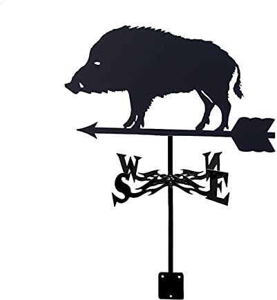 Girouette Sanglier Colibri Et Fleur Indicateur De Direction du Vent Girouette Girouette en Acier Inoxydable avec Revêtement Antirouille Piquet De Jardin Art Décor (Chat Sorcière) (