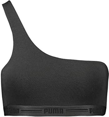 PUMA Damen One Shoulder Heart Top Sports Bra, Schwarz, L EU
