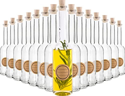 GIESSLE® 15 Stück 100ml 19cm kleine Flaschen zum Befüllen Essig Öl Likörflasche Glasflasche leer